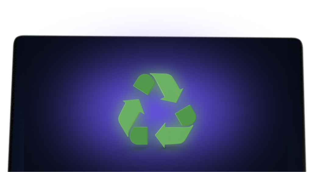 PC-skjerm med gjenbrukssymbol bærekraftig IT-utstyr Technet